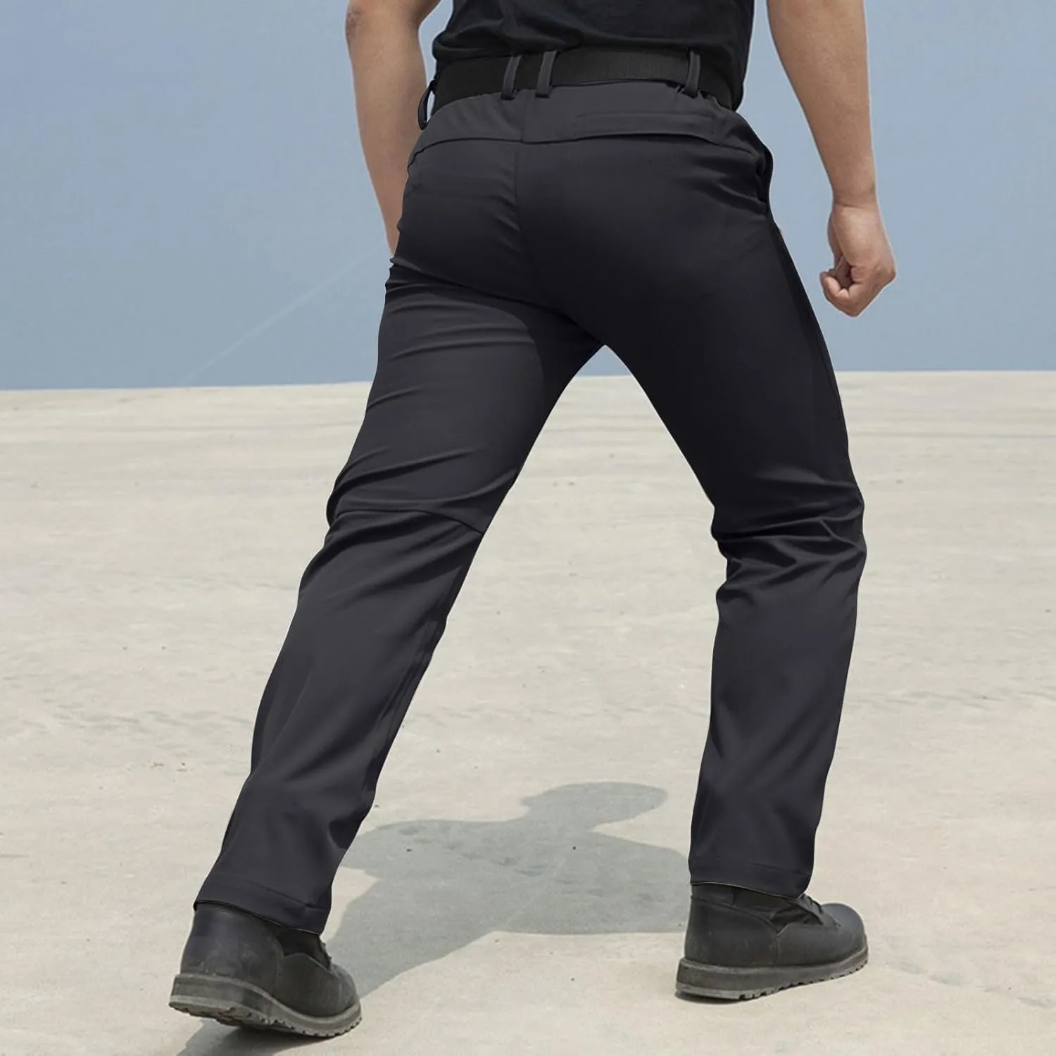 ADHOWBEW Tactical Pants for Men Stretch Construction Elastic Waist Waterproof Workout Big and Tall Trousers