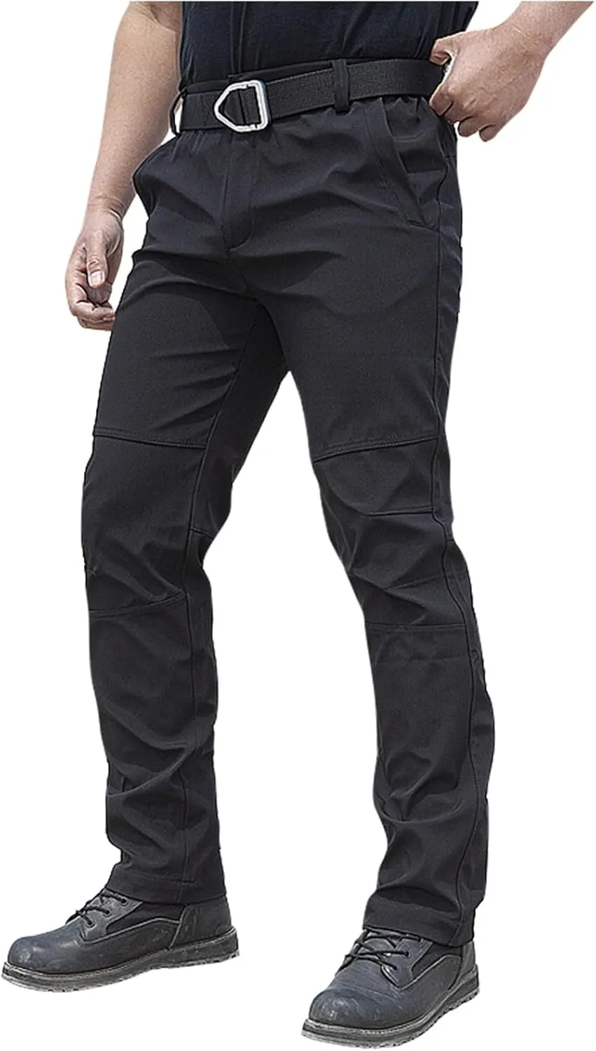 ADHOWBEW Tactical Pants for Men Stretch Construction Elastic Waist Waterproof Workout Big and Tall Trousers