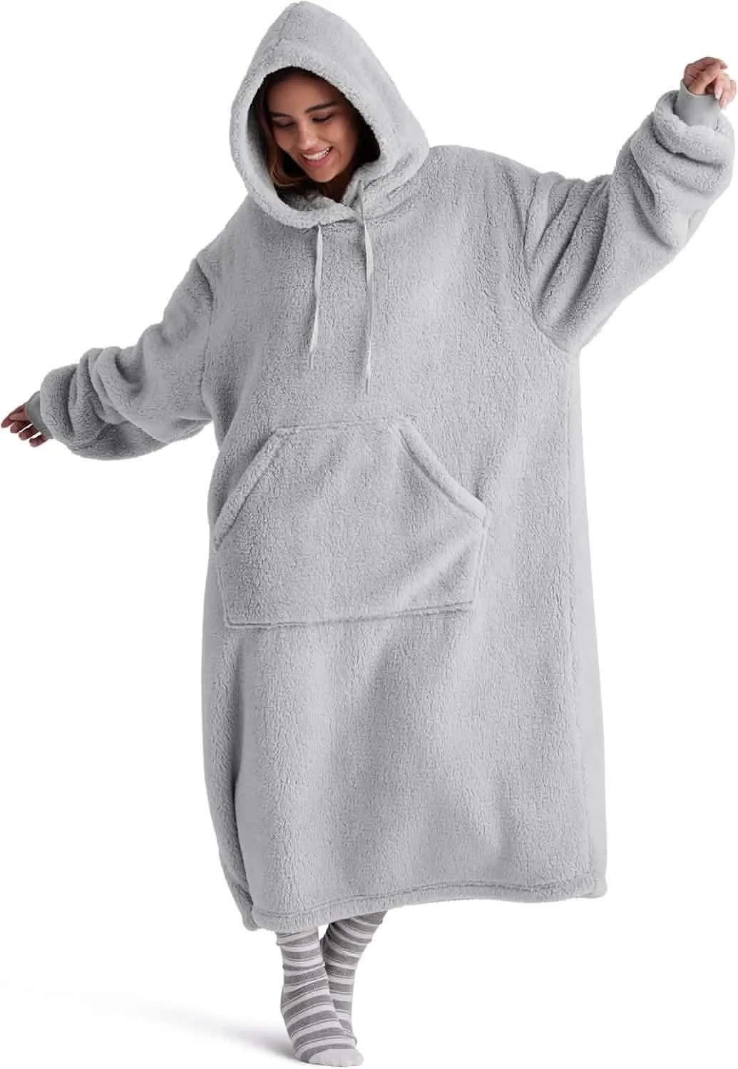 Bedsure Ultra Soft Long Shaggy Sherpa Hooded Blanket