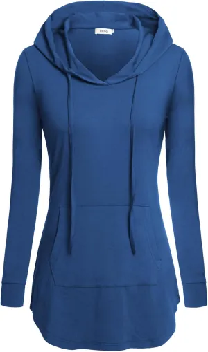 BEPEI Women Tunic Hoodies Long Sleeves Pocket Crewneck Dressy Shirts