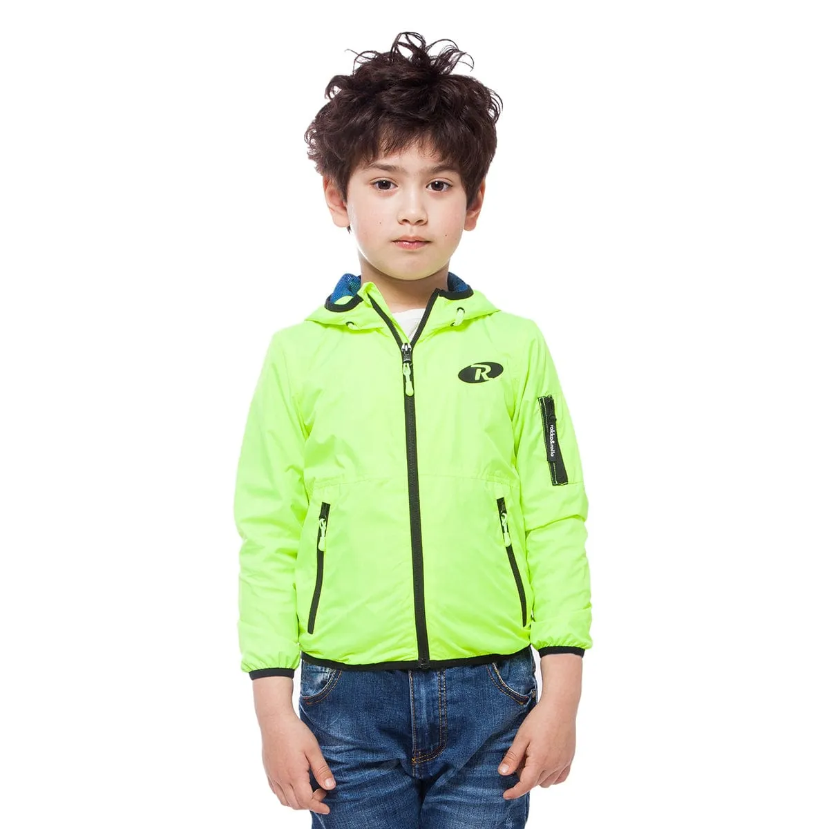Boys' Lightweight Hooded Water-Resistant Windbreaker Jacket