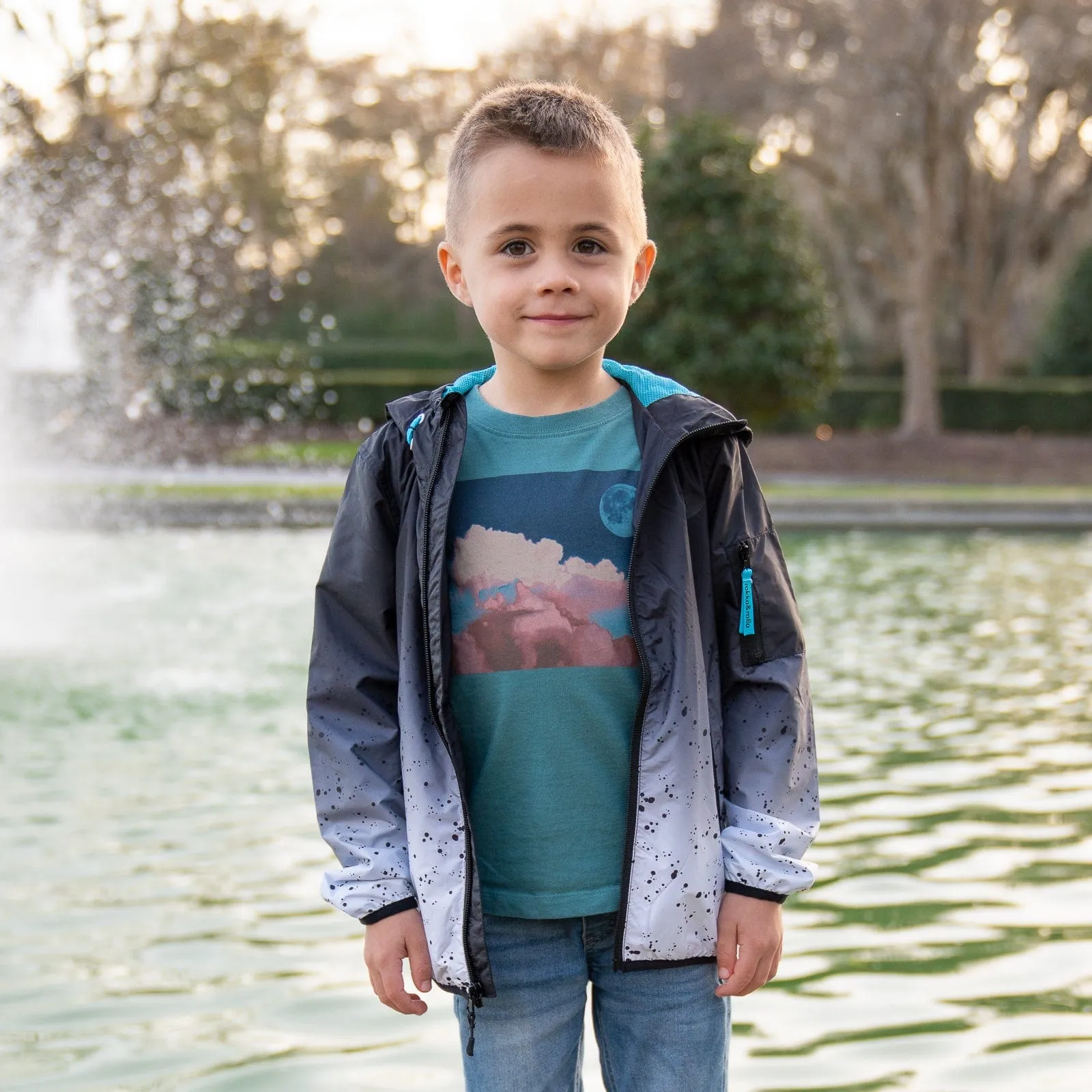 Boys' Lightweight Hooded Water-Resistant Windbreaker Jacket