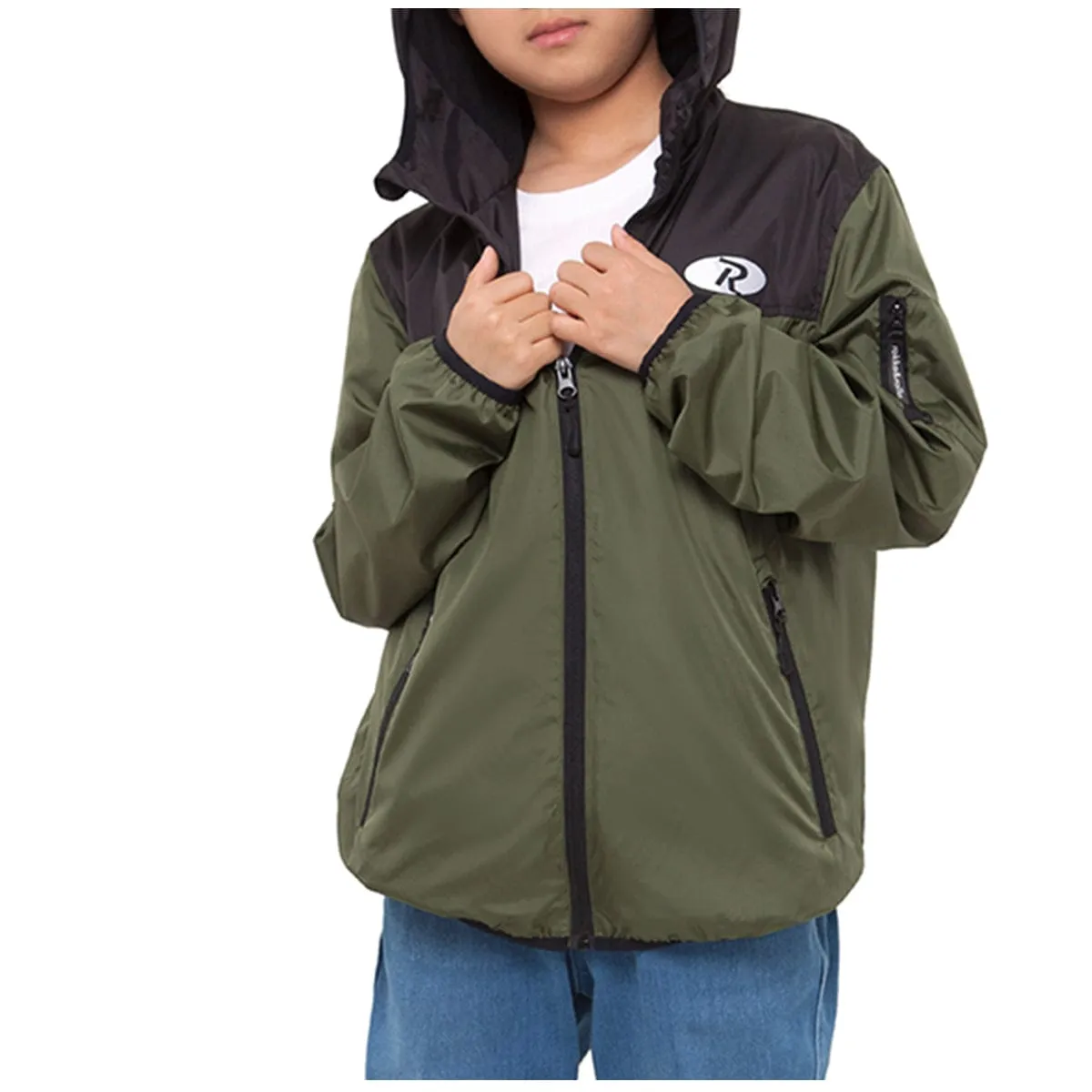 Boys' Lightweight Hooded Water-Resistant Windbreaker Jacket