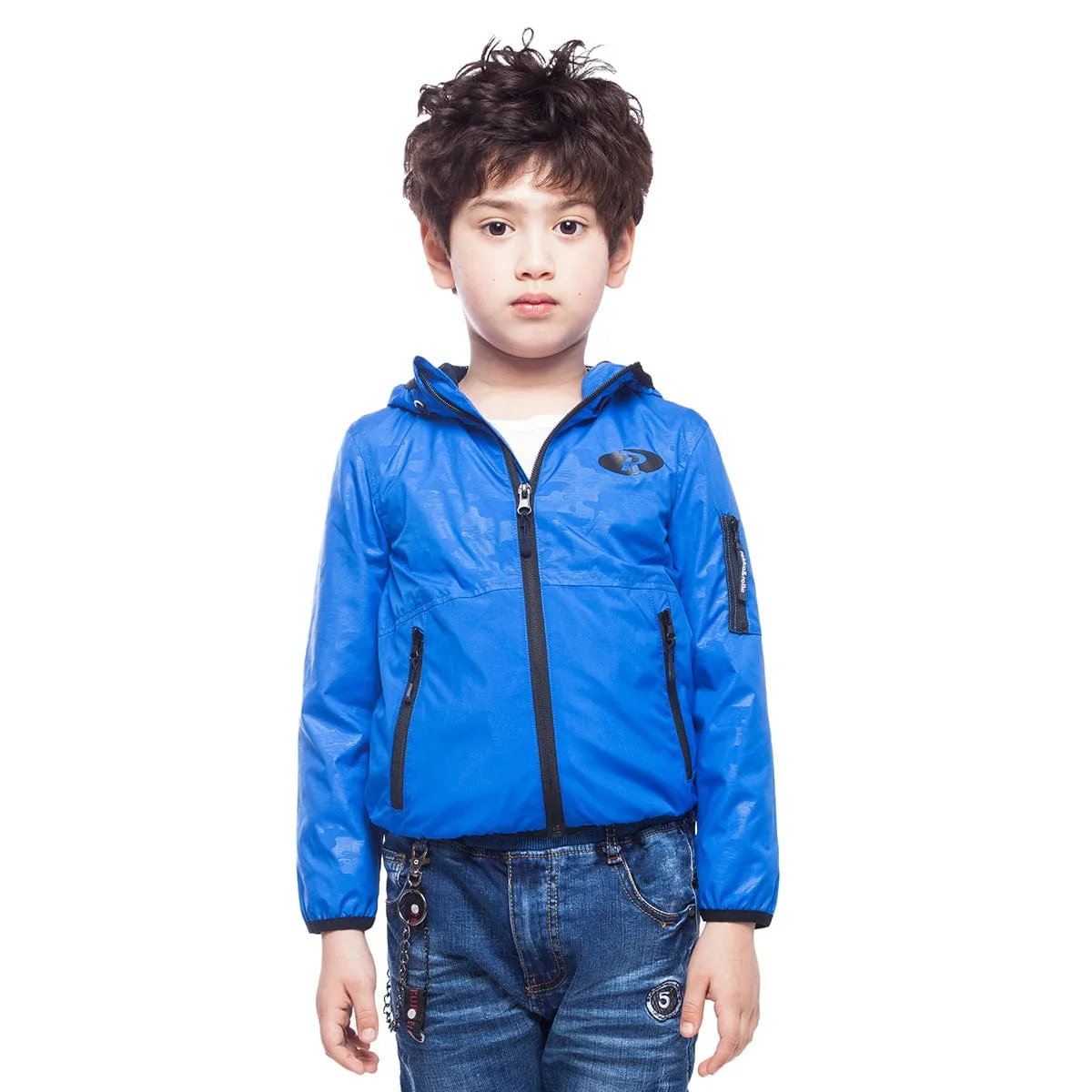 Boys' Lightweight Hooded Water-Resistant Windbreaker Jacket