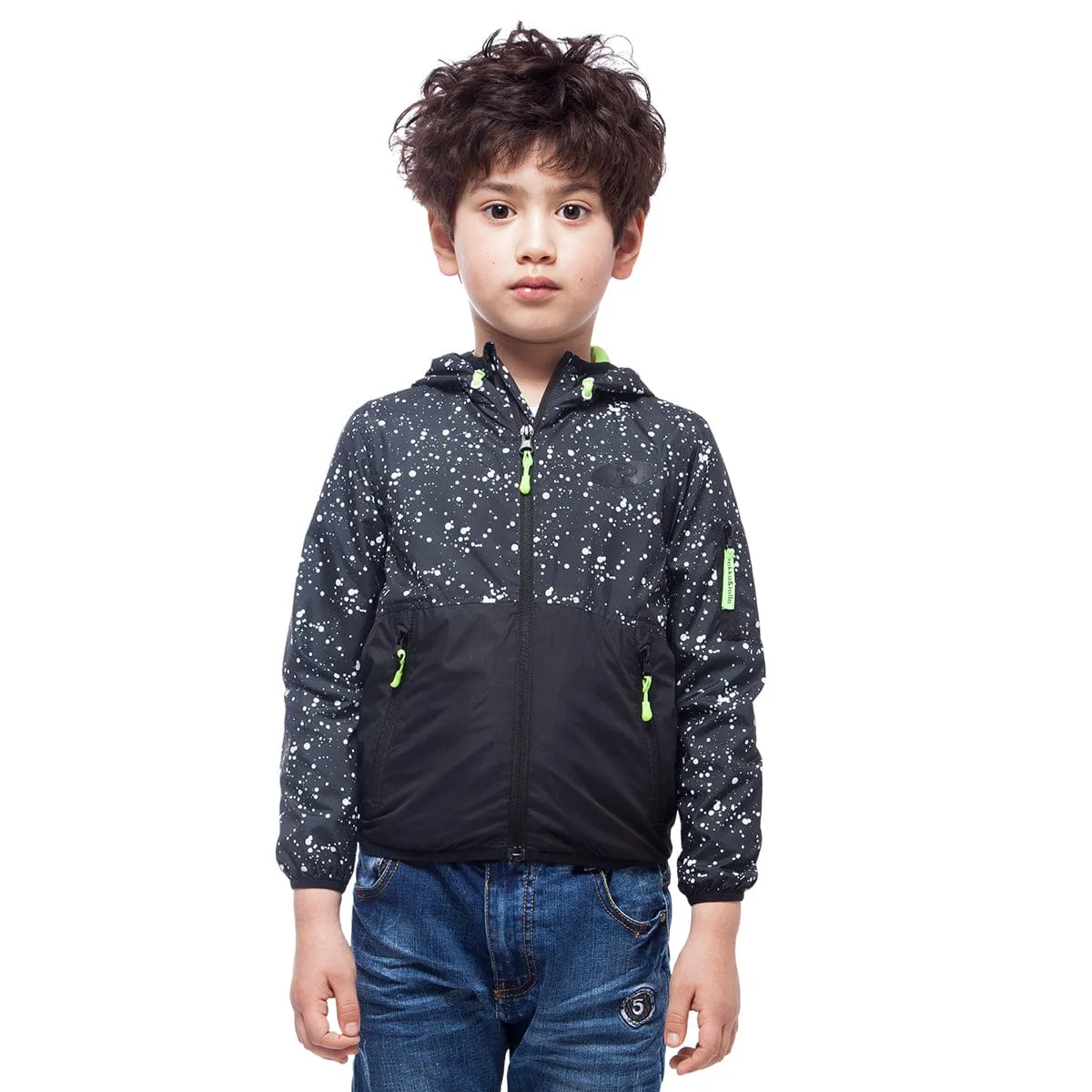 Boys' Lightweight Hooded Water-Resistant Windbreaker Jacket
