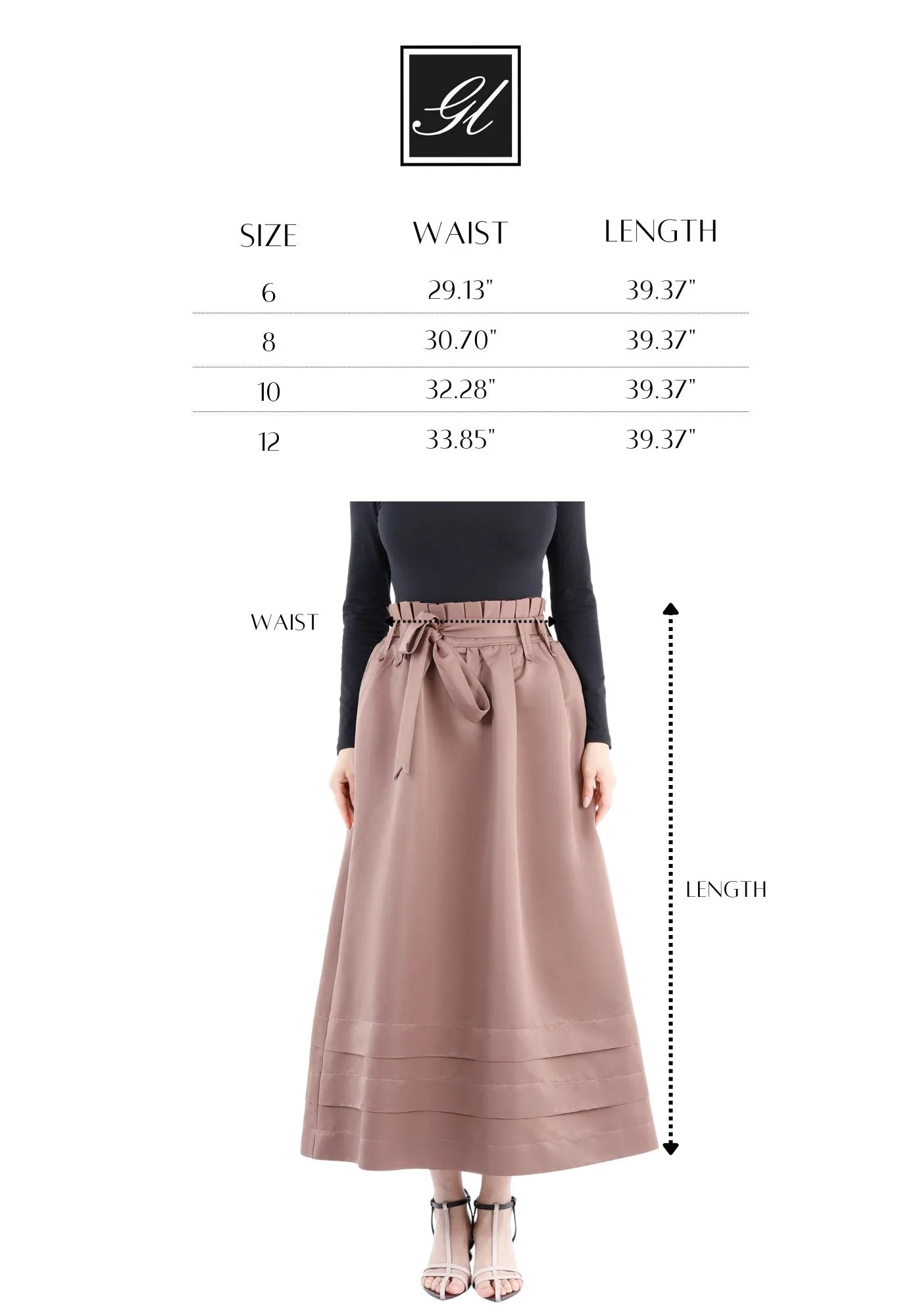 Camel Paper Bag Flared A-Line Maxi Skirt with Pockets and Belt