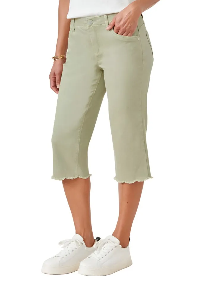 Democracy Womens "Ab"solution Scallop Frayed Capri Pants