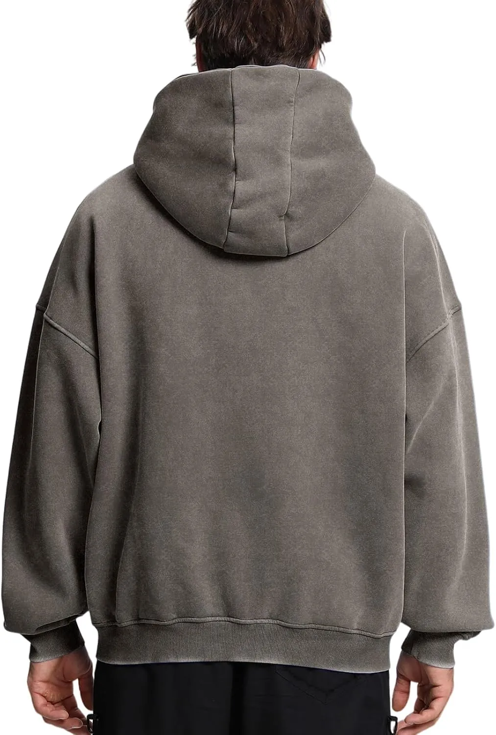 FAIABLE Mens Womens Double Zip Up Hoodie Oversized Acid Wash Heavyweight Fleece Cotton Zipper Hoodie Vintage