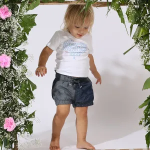 Half-N-Half Color Block Denim Shorts - Girls