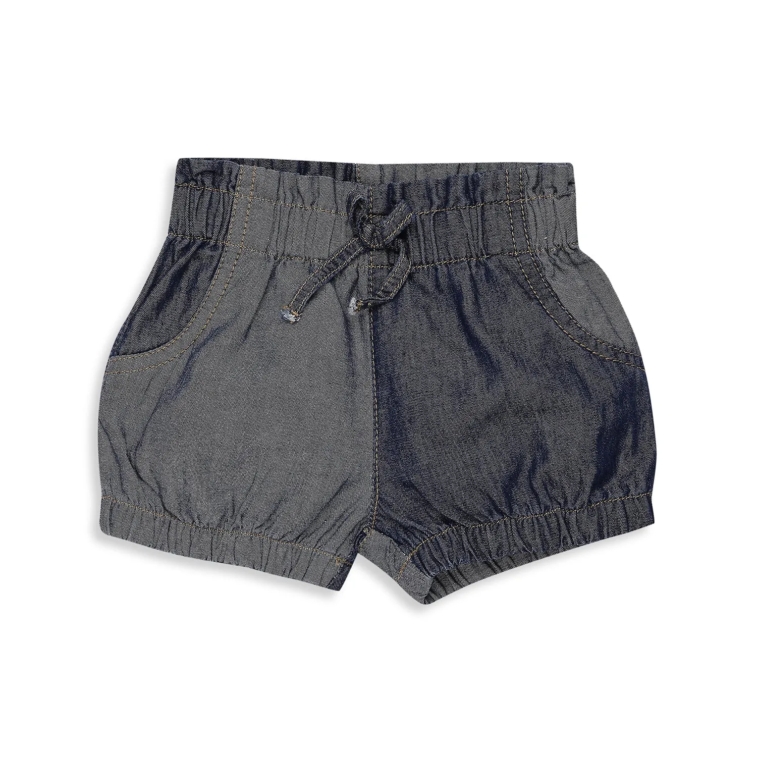 Half-N-Half Color Block Denim Shorts - Girls