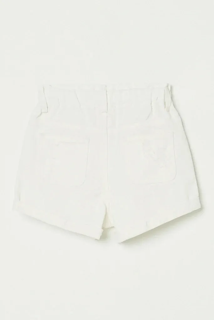 High Waist White Denim Shorts