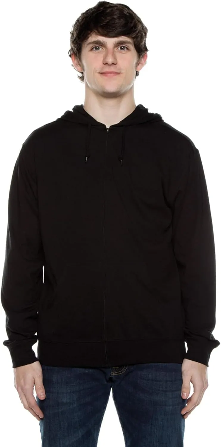 Lightweight Jersey Zip Hoodie for Men  Full Zip Casual Cotton Hoodie, Soft Long Sleeve