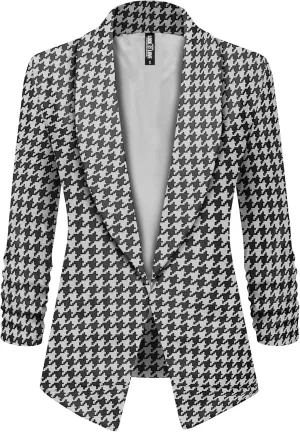 Lock and Love Women 3/4 Sleeve Blazer Open Front Cardigan Jacket Work Office Blazer