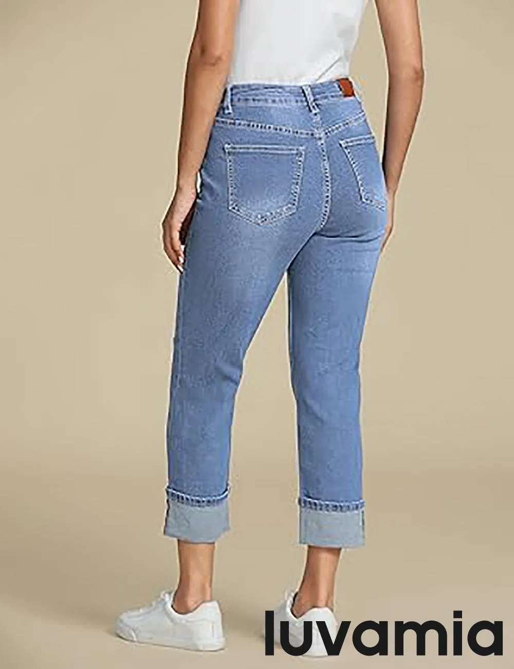 LUVAMIA Women's Skinny Jeans Pull on Slim Straight Cropped Straight Leg