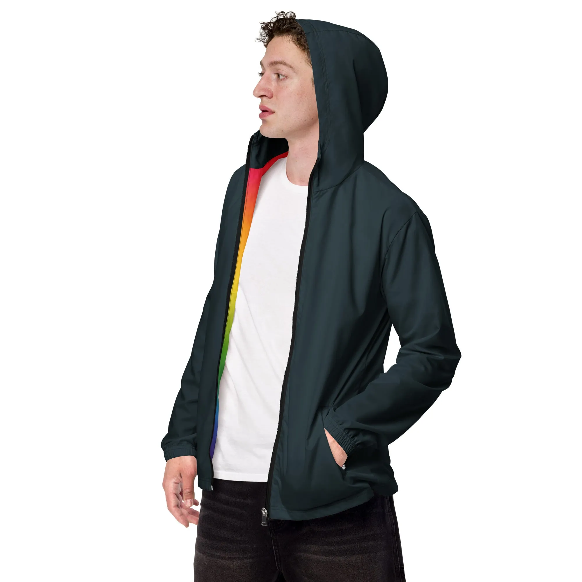 Midnight Blue Windbreaker With Rainbow Pride Inside