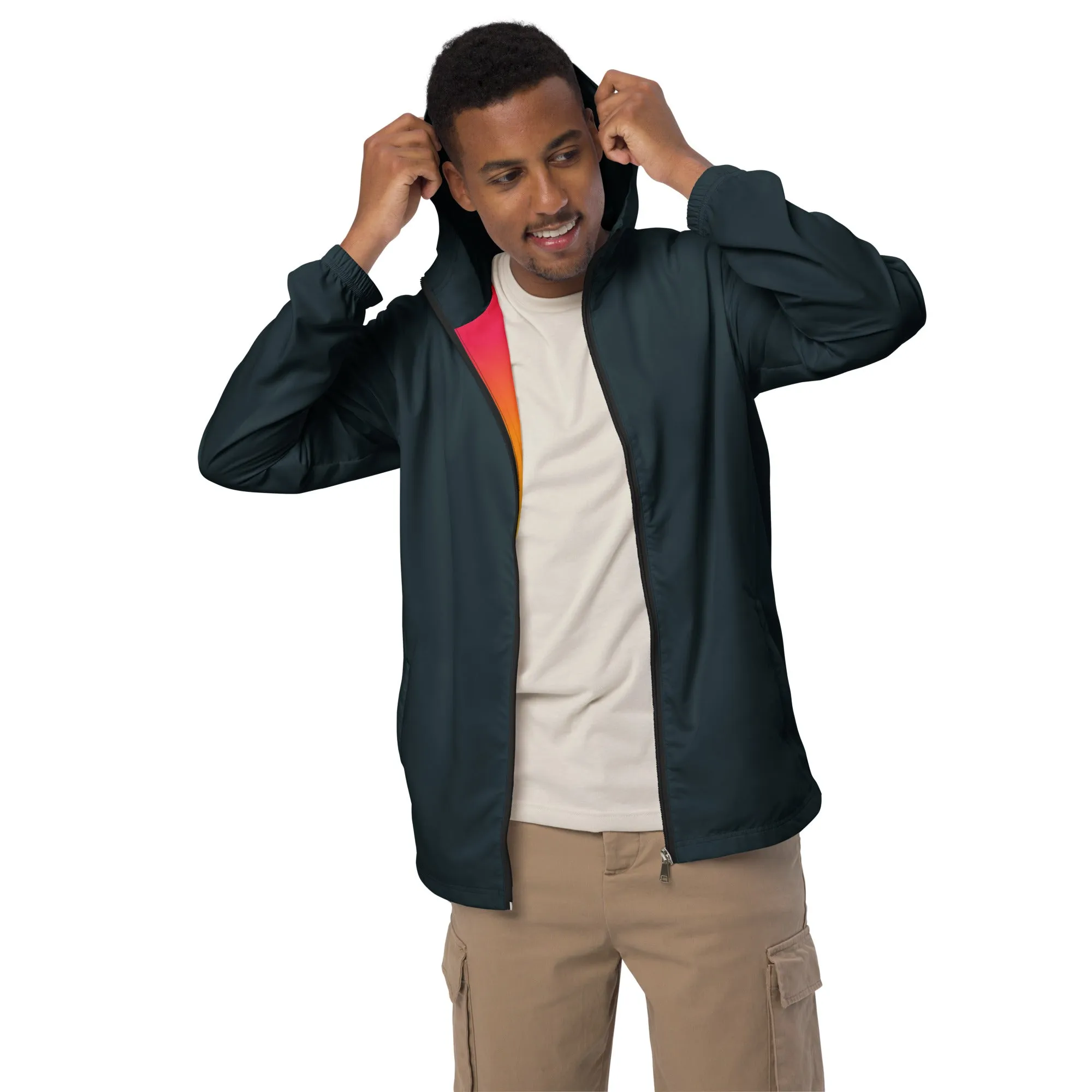 Midnight Blue Windbreaker With Rainbow Pride Inside