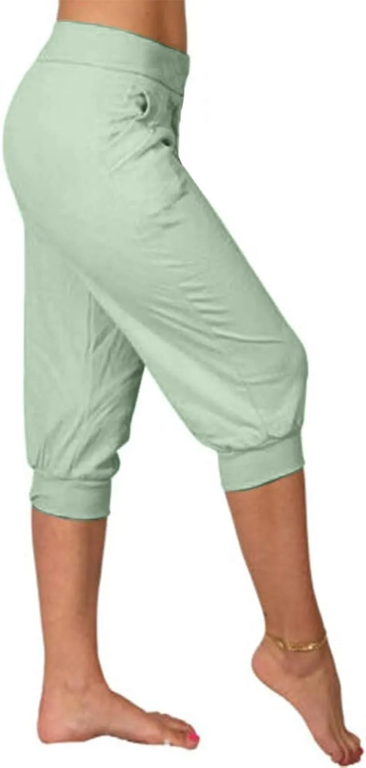 TANGNADE Women's Yoga Capris Pants Loose Soft Workout Joggers Joggers Elastic Waist Sweatpants Sports Casual Pants Pockets