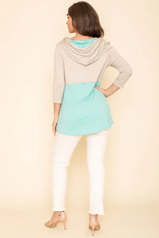 TEEK - Plus Size Two Tone Color Block Hoodie