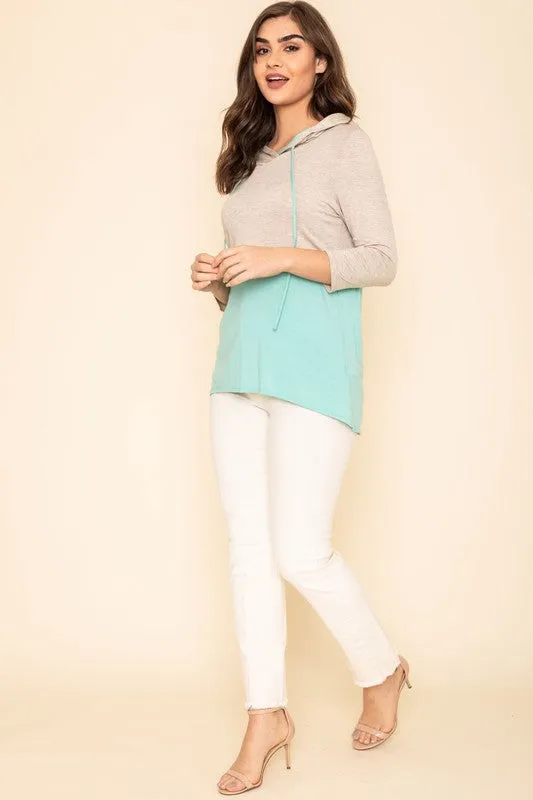 TEEK - Plus Size Two Tone Color Block Hoodie