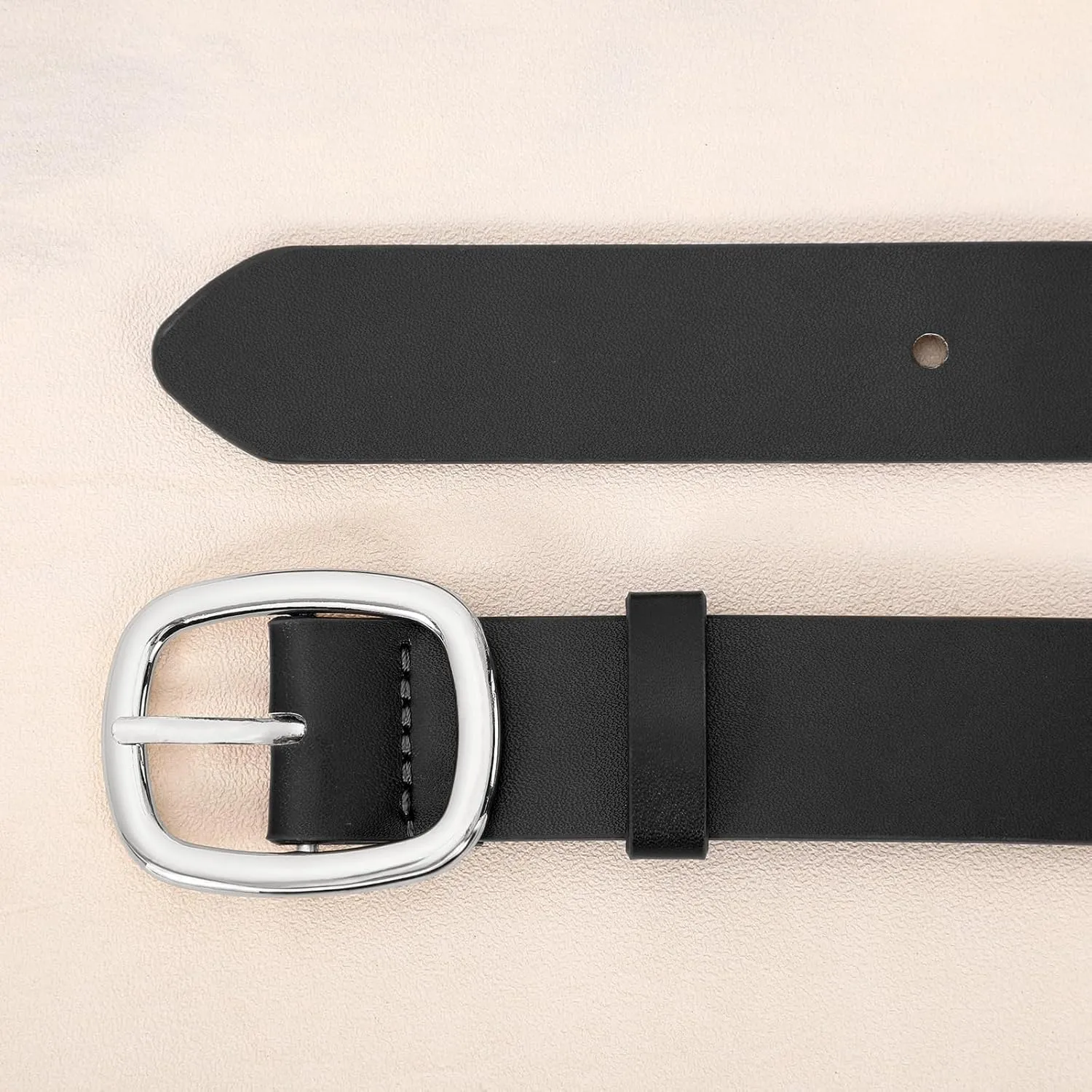 WHIPPY Women Leather Belt Casual Fashion Gold Buckle Leather Waist Belt for Jeans Pants Dresses Chic Ladies Belt