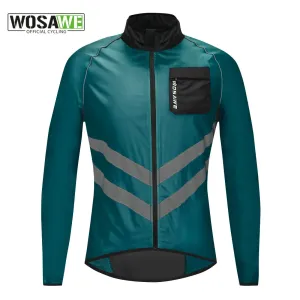 Windproof Cycling Jacket MTB Bike Jersey Outdoor Sport Cycling Windbreaker Rainproof Reflective Bike Clothing Navy Blue