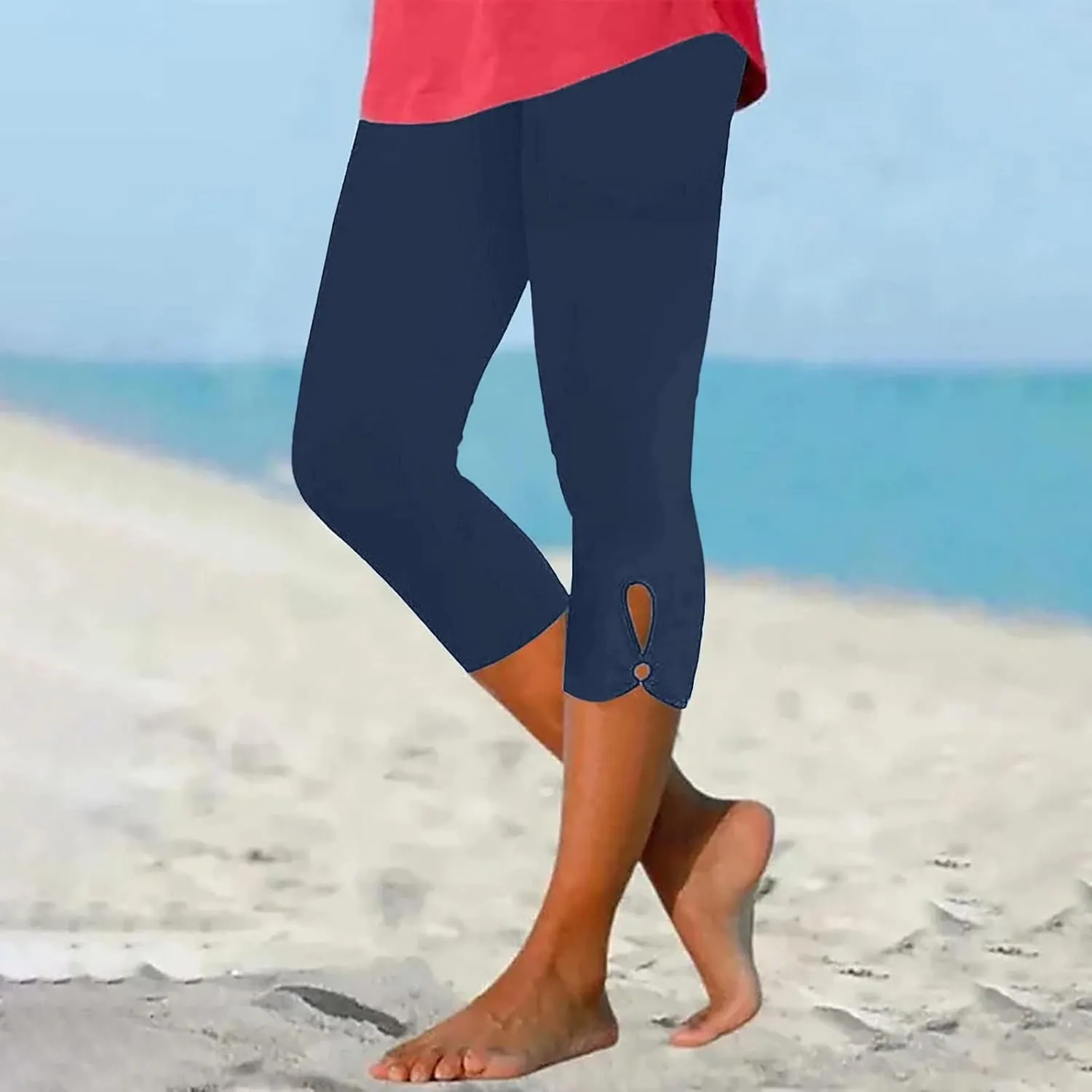Women's Capri Pants High Waist Yoga Pants 2025 Trendy Sweatpants Spring Cropped Pants Stretchy Leggings for Summer