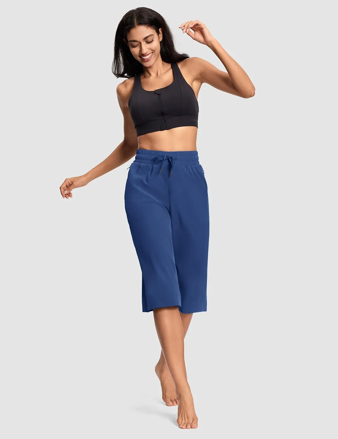 Women's Capri Pants Wide Leg Plus Size Lightweight Quick Dry Casual Summer Pants Sweatpants Hiking Walking