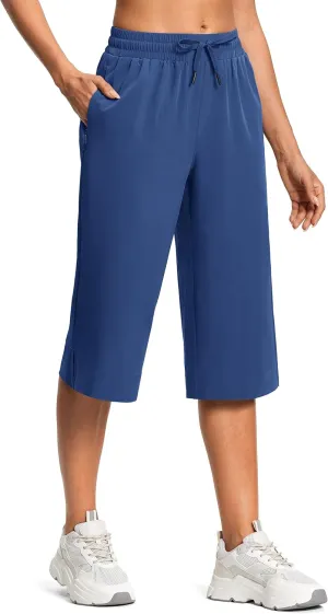 Women's Capri Pants Wide Leg Plus Size Lightweight Quick Dry Casual Summer Pants Sweatpants Hiking Walking