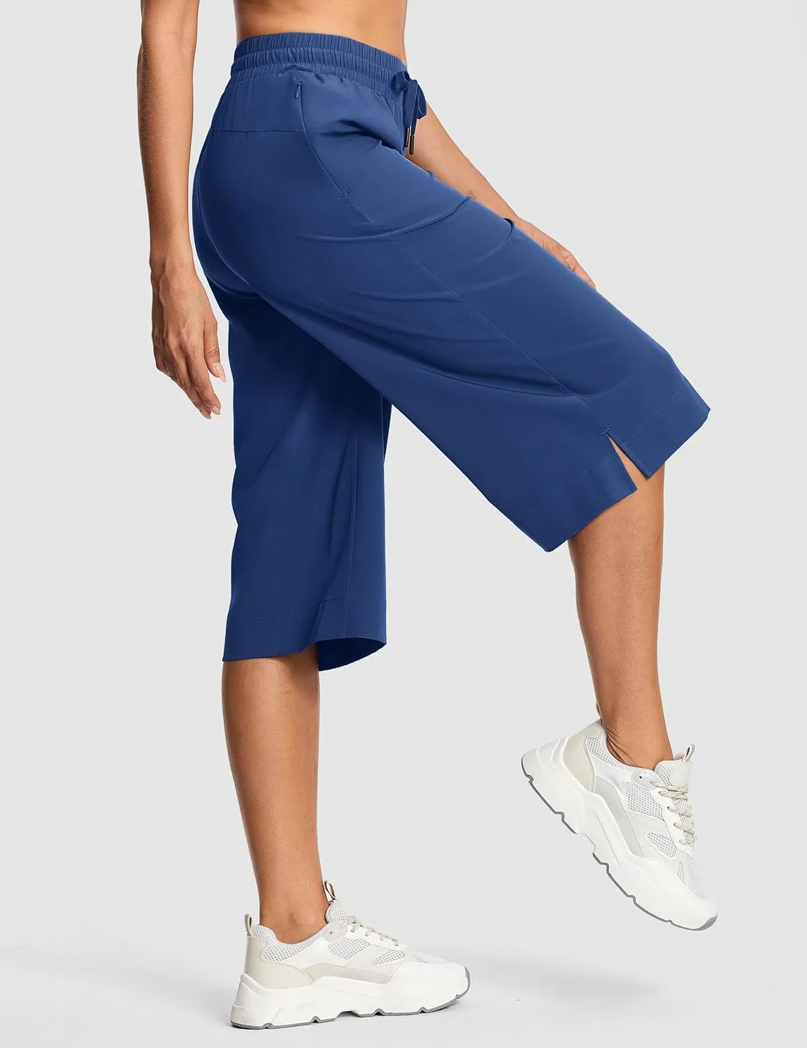 Women's Capri Pants Wide Leg Plus Size Lightweight Quick Dry Casual Summer Pants Sweatpants Hiking Walking