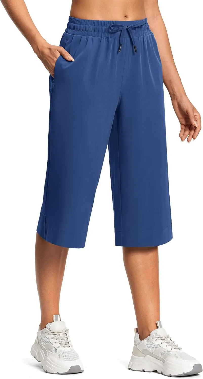 Women's Capri Pants Wide Leg Plus Size Lightweight Quick Dry Casual Summer Pants Sweatpants Hiking Walking