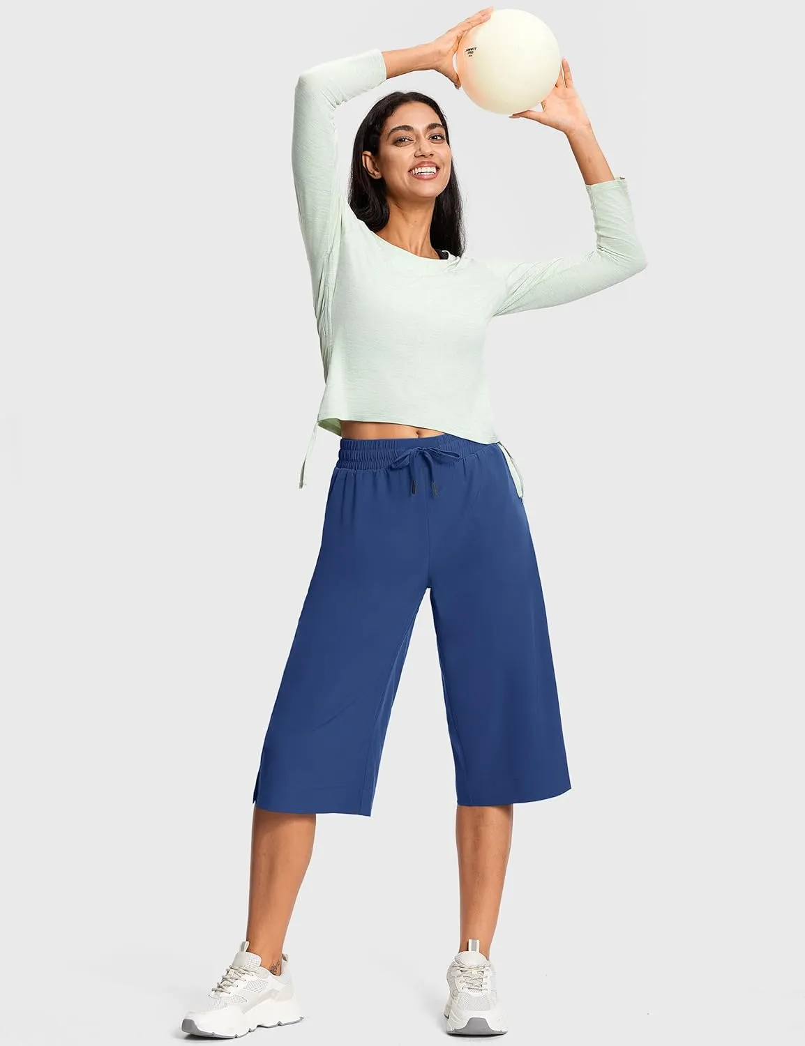 Women's Capri Pants Wide Leg Plus Size Lightweight Quick Dry Casual Summer Pants Sweatpants Hiking Walking